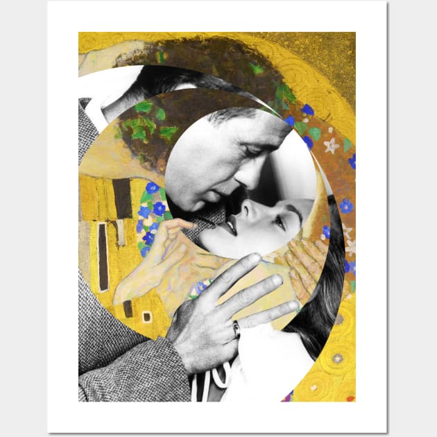 Klimt’s The Kiss and Humphrey Bogart with Lauren Bacall in “Dark Passage” Wall Art by luigi-tarini